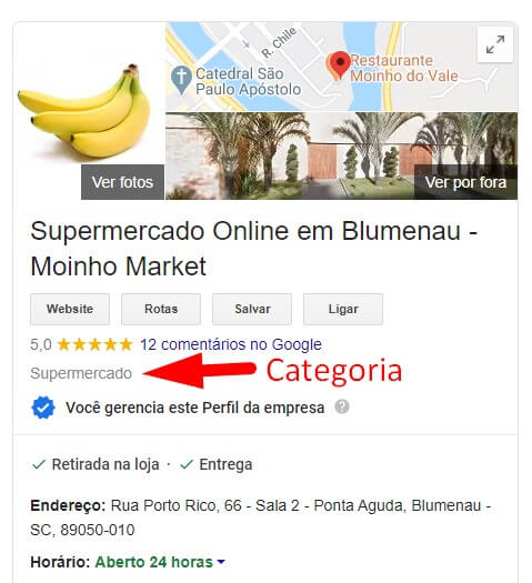 Como Colocar Link de Agendamento do WhatsApp no Google meu Negócio? 2 Categoria Google meu Negócio Supermercado