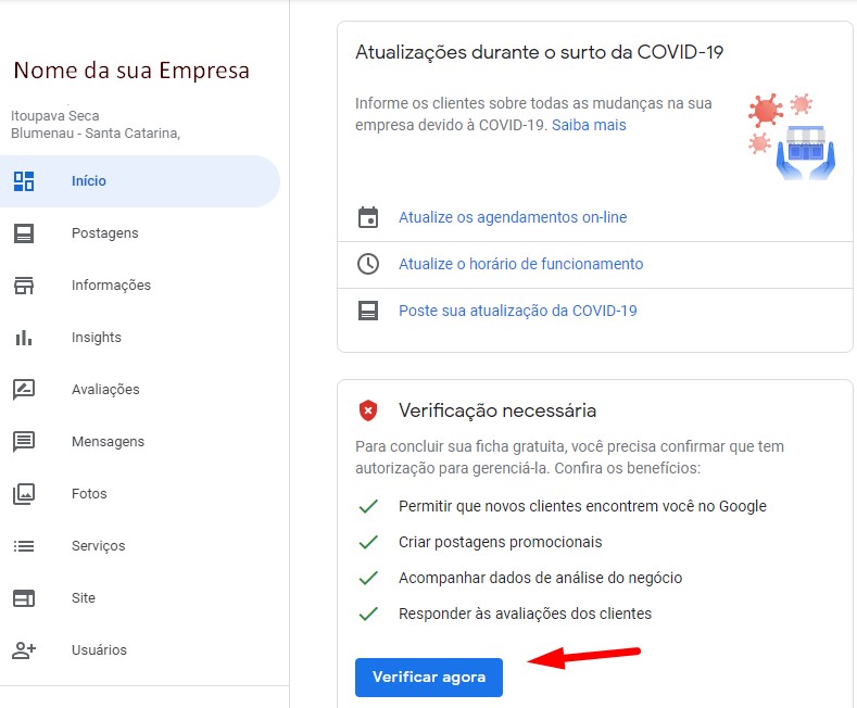 Porque minha empresa não aparece no Google meu Negócio? 1 verificacao necessaria ficha google meu negocio