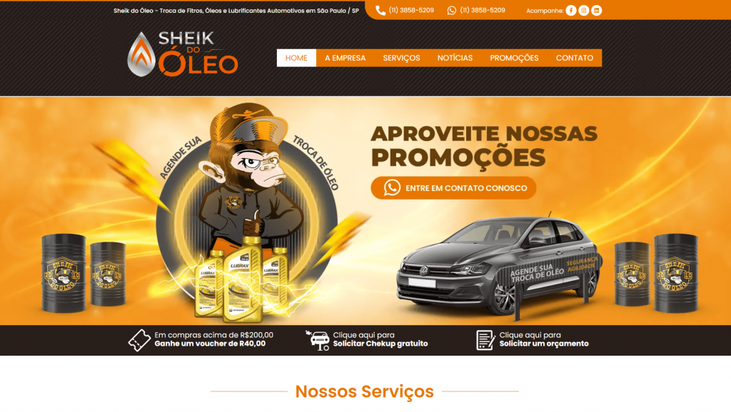 Site institucional para loja de troca de óleo Site institucional para loja de troca de óleo