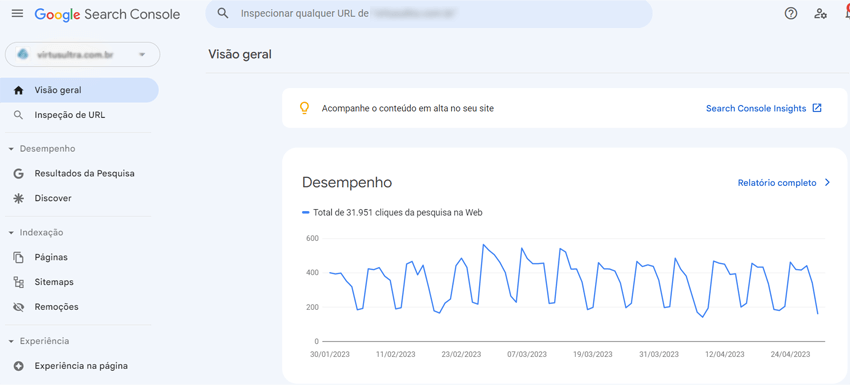 Google Search Console - Página Inicial